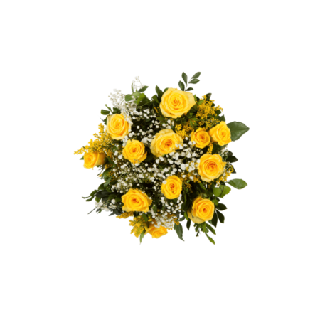 Buquê de 12 Rosas Amarelas ; Ramo de 12 Rosas Amarillas ; Bouquet of 12 Yellow Roses
