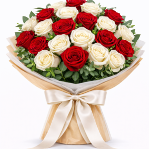 24 Rosas Vermelhas e Brancas
