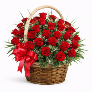 Cesta com 24 Rosas - Você escolhe a cor