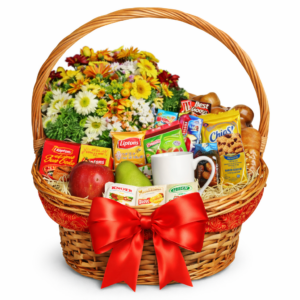 Cesta de Café da Manhã com Flores