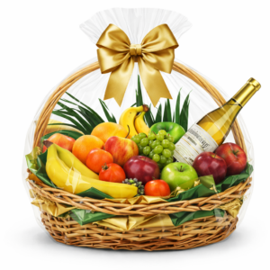 Cesta de Frutas com Vinho Branco Importado