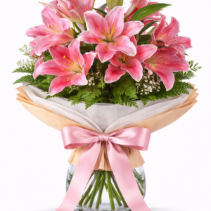 Lírios Rosa em Vaso