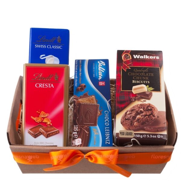 Cesta de Regalo con Chocolates y Galletas
