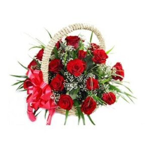 Cesta com 24 rosas Vermelhas, Basket with 24 Red Roses ; Cesta con 24 Rosas Rojas