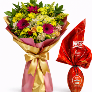 Buquê de Páscoa com Margaridas e Gerberas