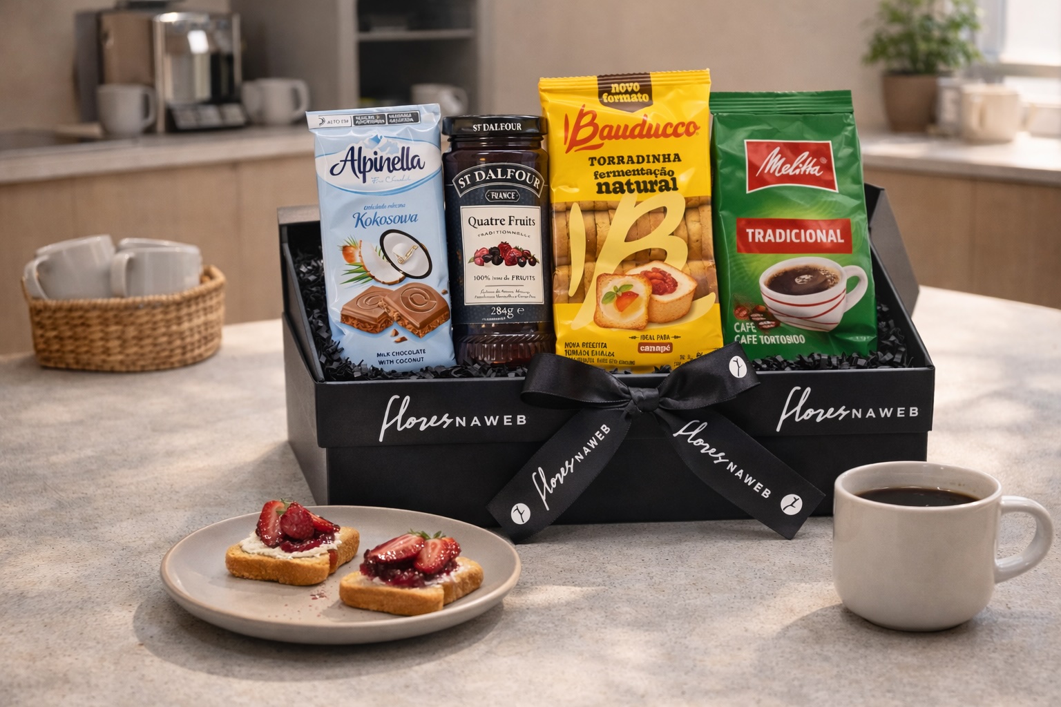 Cesta Café Gourmet com Chocolate e Geléia - Imagem 2